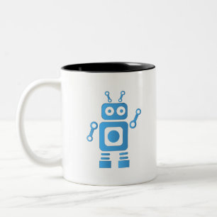 Blue Retro Robot Zweifarbige Tasse