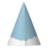 Blue Retro Rocket Ship Personalisierter Geburtstag Partyhütchen (Rückseite)