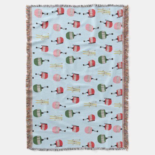 Blue Retro Skilift Gondelbahn Winterski Decke (Vorderseite Vertikal)