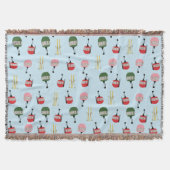 Blue Retro Skilift Gondelbahn Winterski Decke (Vorderseite)