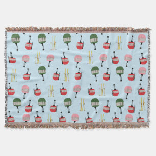 Blue Retro Skilift Gondelbahn Winterski Decke