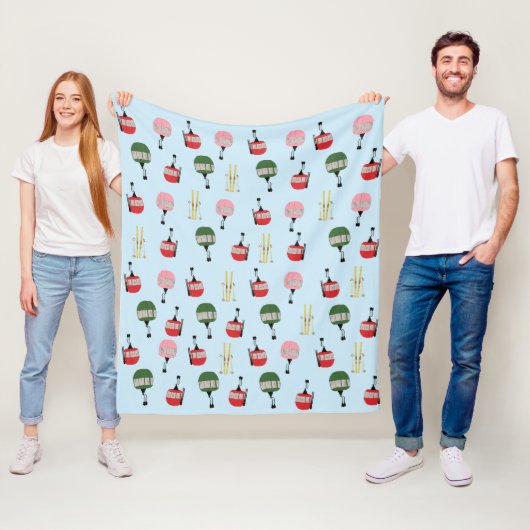 Blue Retro Skilift Gondelbahn Winterski Fleecedecke (Beispiel)