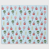 Blue Retro Skilift Gondelbahn Winterski Geschenkpapier (Flach)