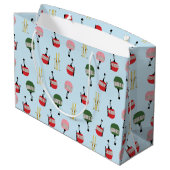 Blue Retro Skilift Gondelbahn Winterski Große Geschenktüte (Rückseite Schrägansicht)