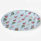 Blue Retro Skilift Gondelbahn Winterski Pappteller (Schrägansicht)