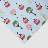 Blue Retro Skilift Gondelbahn Winterski Seidenpapier (Detail)