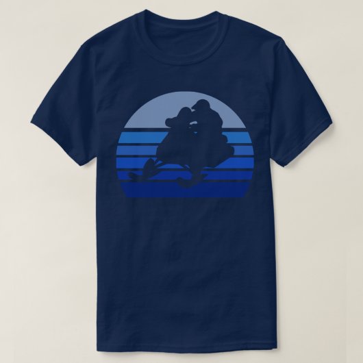 Blue Retro Snowmobile T-Shirt (Design vorne)