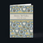 Blue Retro Son Birthday Karte<br><div class="desc">Geburtstagskarte für Sohn mit lustigen blauen und bunten Retromustern und nachdenklichem Vers.</div>
