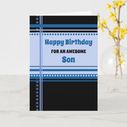 Blue Retro Son Birthday Karte (Gelbe Blume)