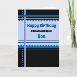 Blue Retro Son Birthday Karte