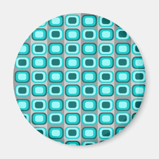 Blue Retro Squares Magnet