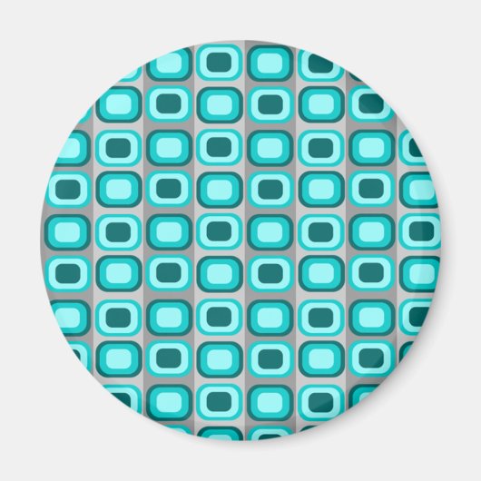 Blue Retro Squares Magnet (Vorne)
