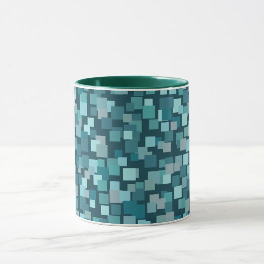 Blue Retro Squares Tasse (Zentrum)