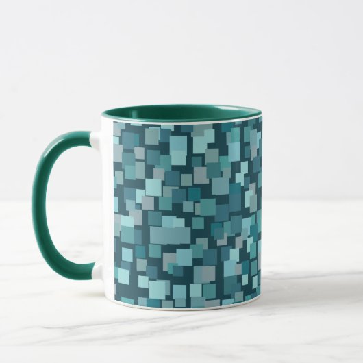 Blue Retro Squares Tasse (Links)