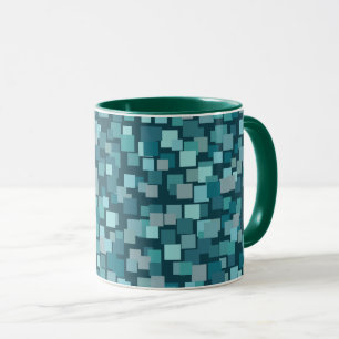 Blue Retro Squares Tasse