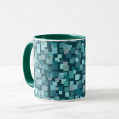 Blue Retro Squares Tasse (Vorderseite Links)