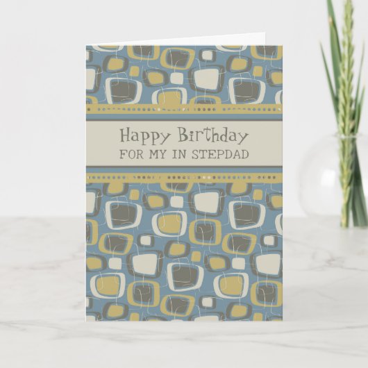 Blue Retro Stepdad Birthday Karte (Vorderseite)