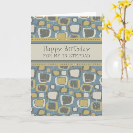 Blue Retro Stepdad Birthday Karte (Gelbe Blume)