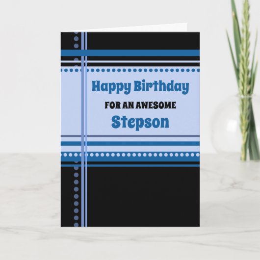 Blue Retro Stepson Birthday Karte (Vorderseite)