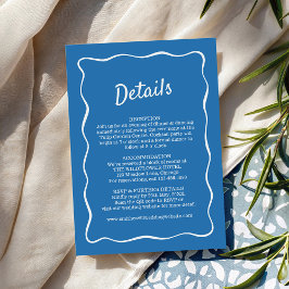 Blue Retro Stripes Wedding Details Card Begleitkarte