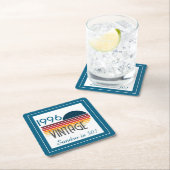 Blue Retro Sun 1996 Photo 30th Birthday Stripe  Rechteckiger Pappuntersetzer (Vor Ort)