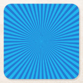 Blue Retro Sunburst Hintergrund Rechteckiger Pappuntersetzer (Vorderseite)