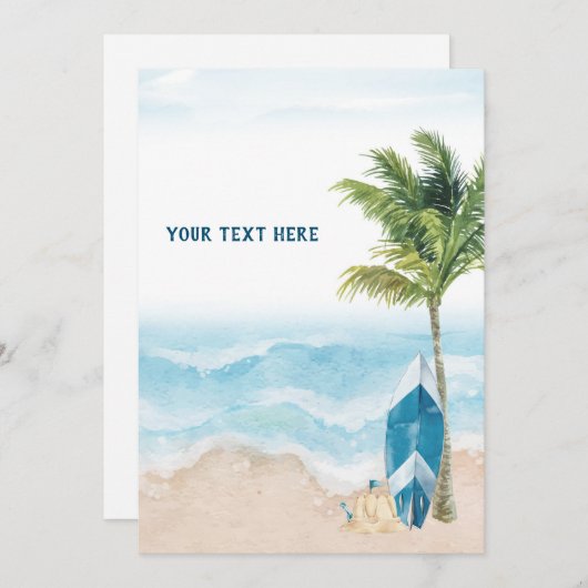 Blue Retro Surf Signature Card Einladung (Vorne/Hinten)