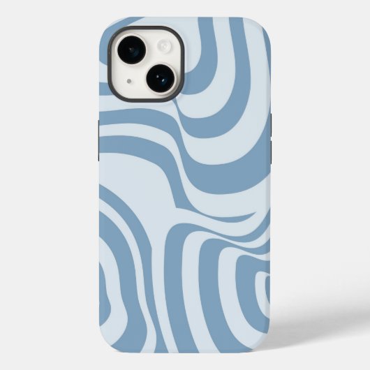 Blue Retro Swirl Groovy Y2K Muster Case-Mate iPhone Hülle (Rückseite)