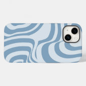 Blue Retro Swirl Groovy Y2K Muster Case-Mate iPhone Hülle (Rückseite (Horizontal))