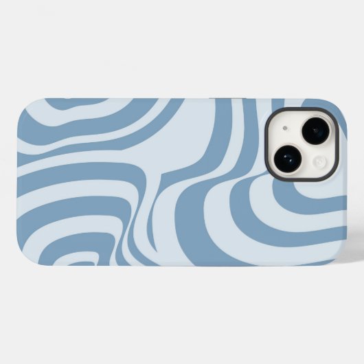 Blue Retro Swirl Groovy Y2K Muster Case-Mate iPhone Hülle (Rückseite (Horizontal))
