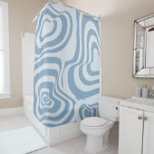 Blue Retro Swirl Groovy Y2K Muster Duschvorhang (Beispiel)