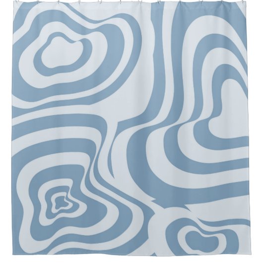Blue Retro Swirl Groovy Y2K Muster Duschvorhang (Vorderseite)