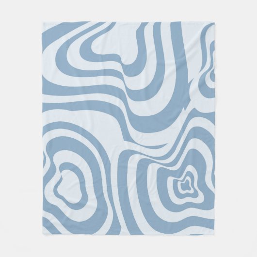 Blue Retro Swirl Groovy Y2K Muster Fleecedecke (Vorderseite)