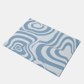 Blue Retro Swirl Groovy Y2K Muster Fußmatte (Schrägansicht)