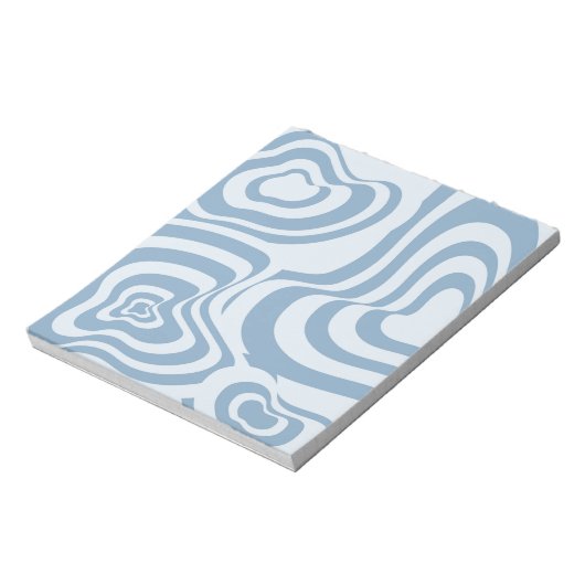 Blue Retro Swirl Groovy Y2K Muster Notizblock (Rotiert)