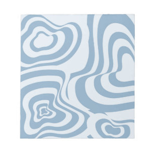 Blue Retro Swirl Groovy Y2K Muster Notizblock