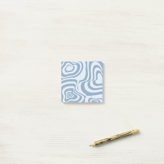 Blue Retro Swirl Groovy Y2K Muster Post-it Klebezettel (Auf Schreibtisch)