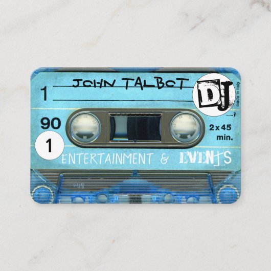 Blue Retro T4 Audiotape Cassette 80er DJ Business Visitenkarte (Vorderseite)