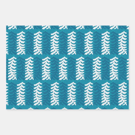 Blue Retro Tides of Christmas Vibes Geschenkpapier Set (Vorderseite 3)