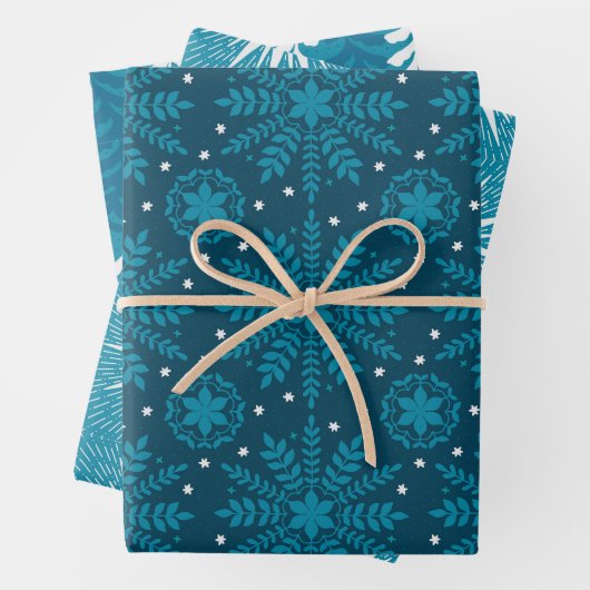 Blue Retro Tides of Christmas Vibes Geschenkpapier Set (Beispiel)