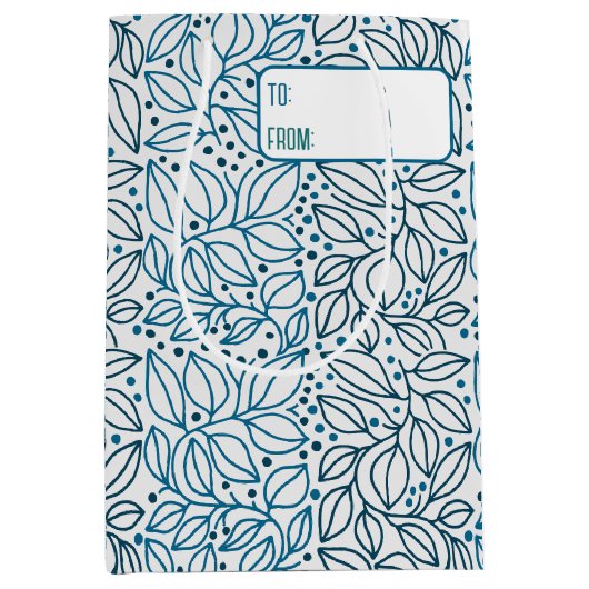 Blue Retro Tides of Christmas Vibes Mittlere Geschenktüte (Vorderseite)