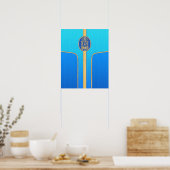 Blue Retro Tiki Surfboard Poster (Küche)