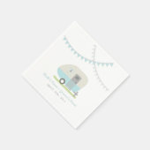 Blue Retro Trailer Hochzeit Napkins Serviette (Ecke)