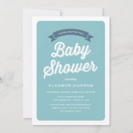 Blue Retro Typografie Script Classic Baby Shower I Einladung