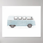 Blue Retro Van Kinderzimmer Decor Poster (Vorne)
