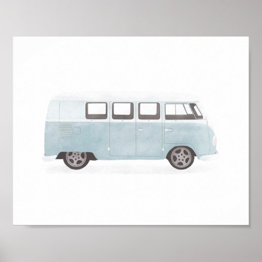 Blue Retro Van Kinderzimmer Decor Poster (Vorne)