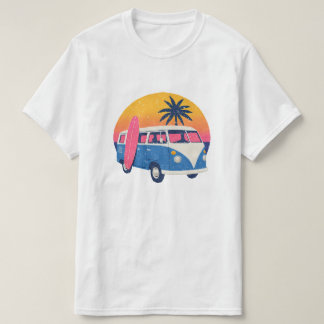 Blue Retro Van und rosa Sunset T-Shirt