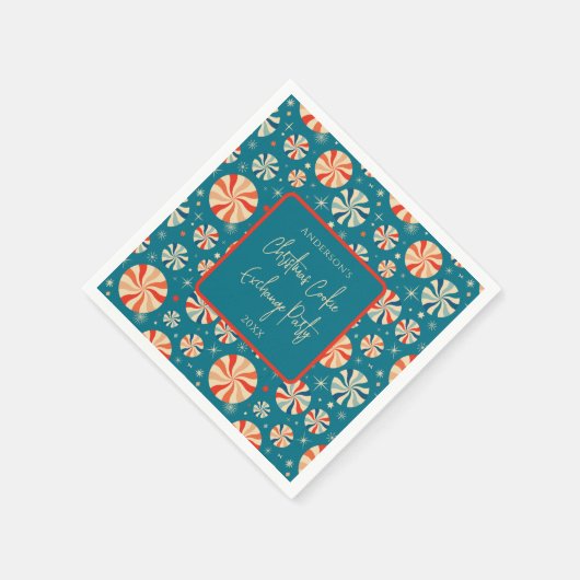 Blue Retro Vintag Candy Weihnachtskochtausch Serviette (Ecke)