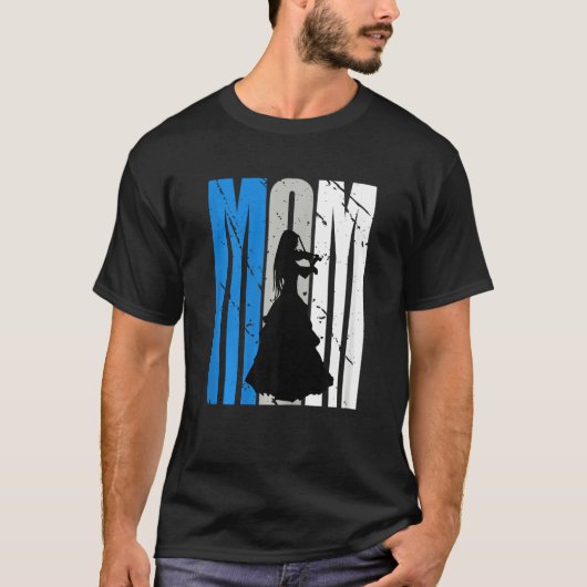 Blue Retro Violin Mom Violinist Moms Plays In Orch T-Shirt (Vorderseite)