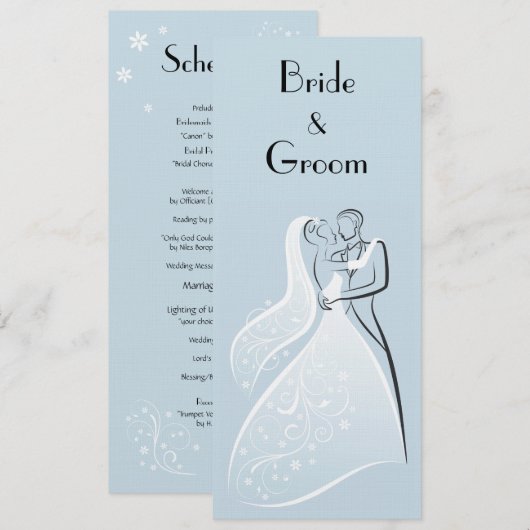 Blue Retro Wedding Dancers Program Programm (Vorne/Hinten)